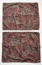 2 Ralph Lauren Pillow Shams Standard Set Burgundy Jacobean Paisley Bohemian