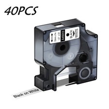 45013 Black on White 12mmx7m Label Tape for Dymo 160 260P 280 450D Printers 40PK