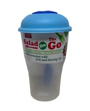 DAISO Salad On The Go Salad Container With Fork & Dressing Cup BPA Free Blue