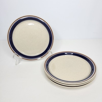 Set of 4 Yamaka Chateau Cobalt Blue Brown Ceramic 7 3/4'' Salad Plates