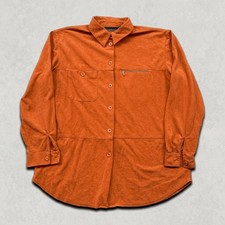 Gina Laura Shirt Womens Medium Vintage Suede Effect Button Up, Orange