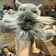 The Schnauzer Vintage Puppy Dog Plush 11" Gray Stuffed Puppet Russ Berrie