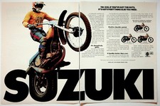 Vintage 1970s Suzuki TM-250 Motocross Dirt Bike 2-Page Magazine Print Ad