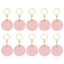 10pcs Leather Keychain,55mm Sublimation Keychain Blanks,Round,Pink