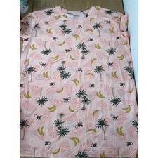 New Women  s 1pc Joyspun Tropical  Monkey  Print Pajama Gown Pockets Lt Pink L/XL