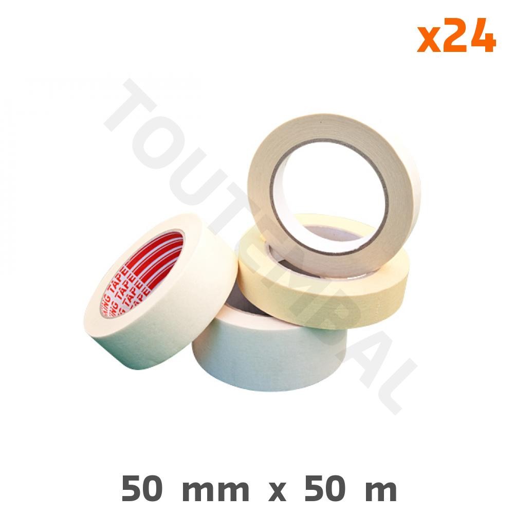 Papier masquage haute température 100°C 50mm x 50m lot de 24 rouleaux pour carrosserie