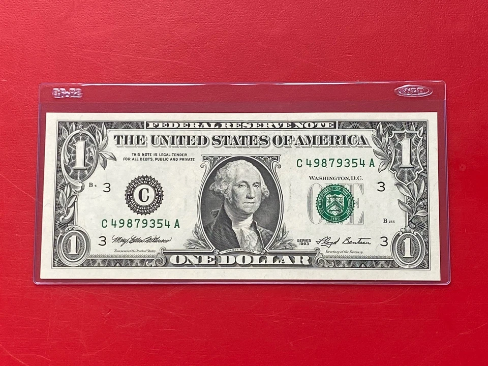 1993 $1 Dollar Bill FRN, ( PHILADELPHIA C ) SCARCE (Non Star ) UNCIRCULATED - Image 2 of 3