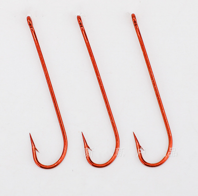 #ad 100Pcs Long Shank Aberdeen Red Hooks Light Wire Fishing Hook Live Bait Hooks $11.99