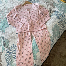 Victoria  s Secret COTTON Knit Long Pajama Set Pink M