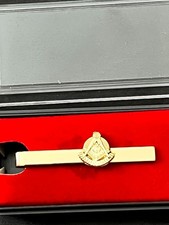 Past Master with Square Masonic Cut Out Tie Bar Necktie Gold Color NEW