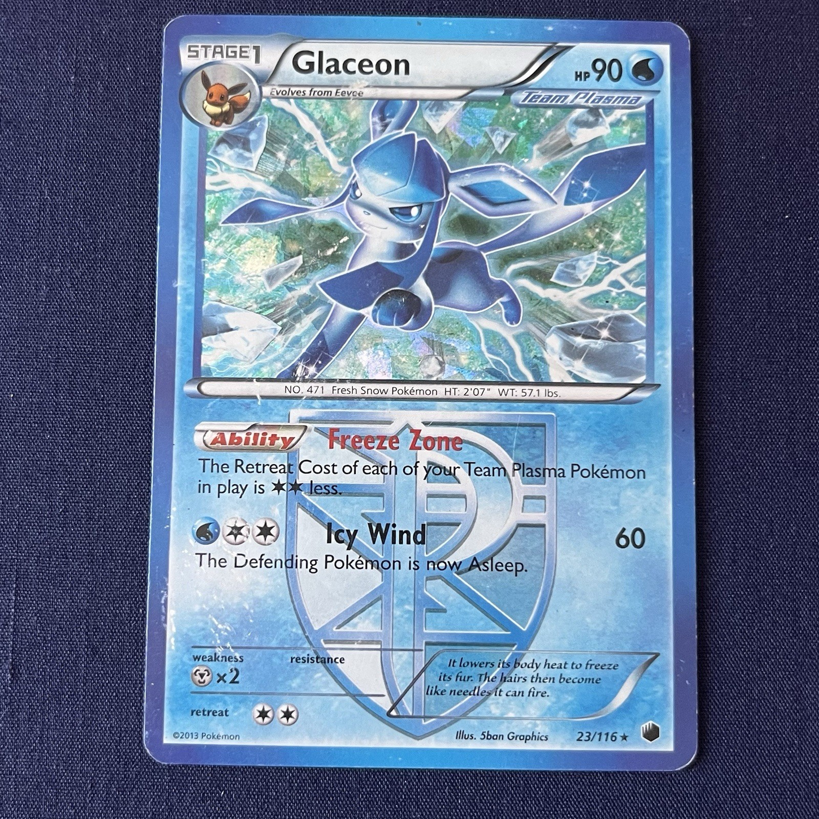 Glaceon 23/116 Cracked Ice Holo HP Plasma Freeze Pokemon TCG 2013