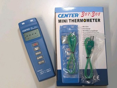 CENTER-308 Dual Input Thermometer (Compact Size, Economy),Auto Power 