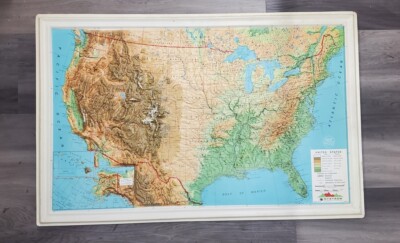       Vintage Nystrom The U.S. Raised Relief Maps USA 1960s-80s Lot of 2 
