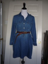 Madewell Denim Blue Jean Shirt Dress, Pockets, Collar, 100% Cotton Sz 8