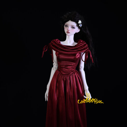 1/3 SD16 SID EID BJD Kleidung schimmerndes Abendkleid gestapelter Ausschnitt rot schwarz weiß - Bild 3 von 12