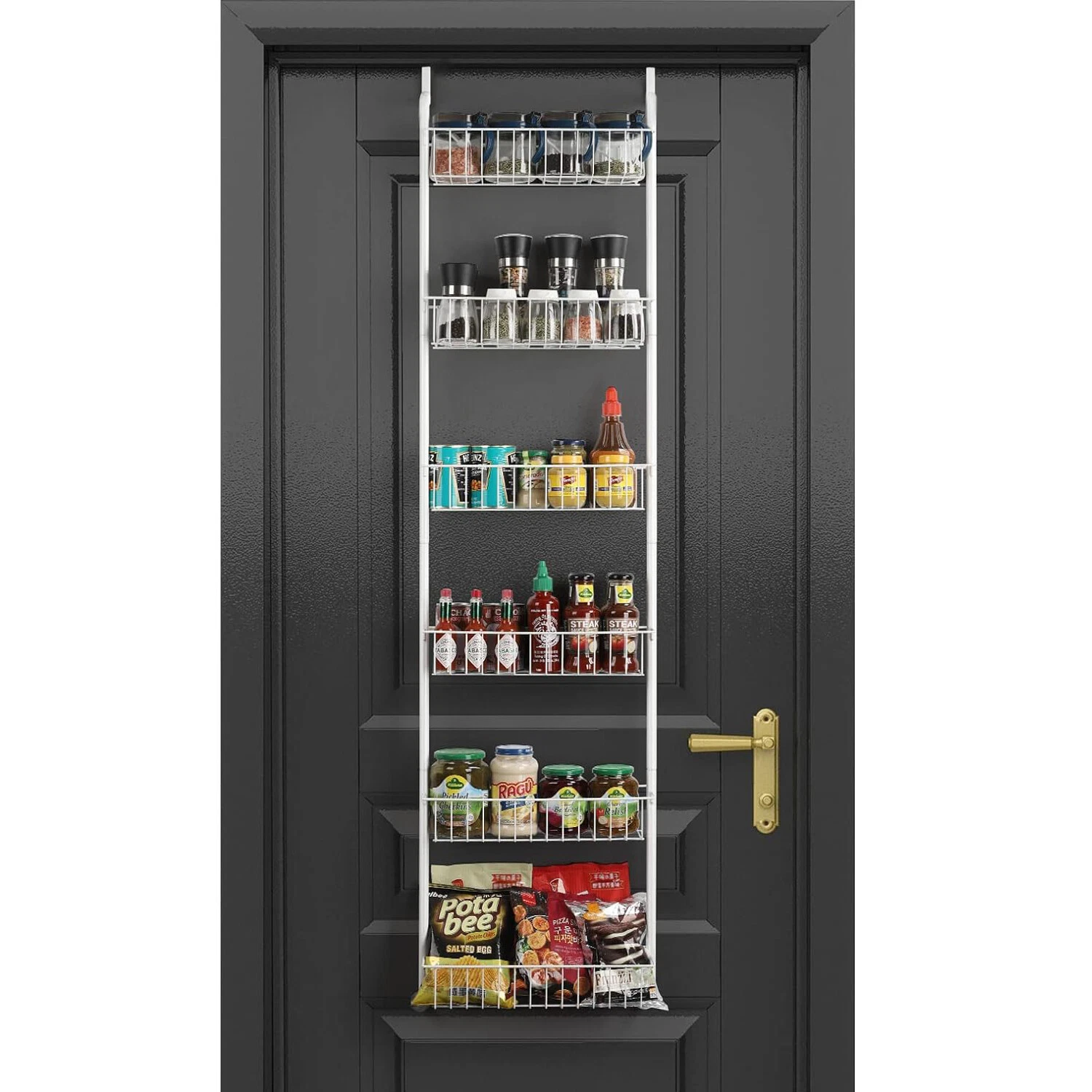 6 Tier Over the Door Pantry Organizer Rack Heavy-Duty Metal Hanging Spice Rack
Opens in a new window