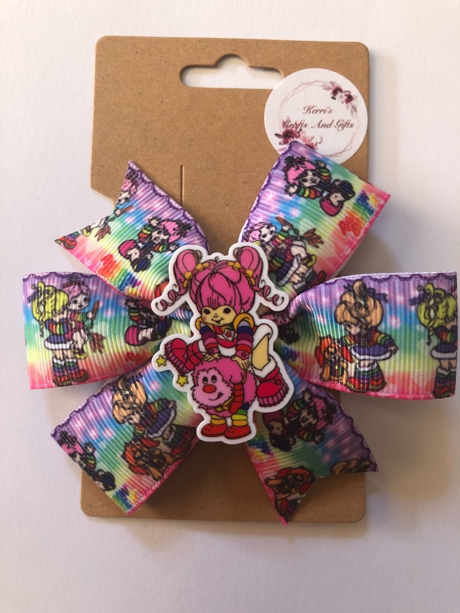 HANDMADE RAINBOW BRITE DOUBLE BOW TICKLED PINK CHARM CROCODILE HAIR CLIP  (M) | eBay