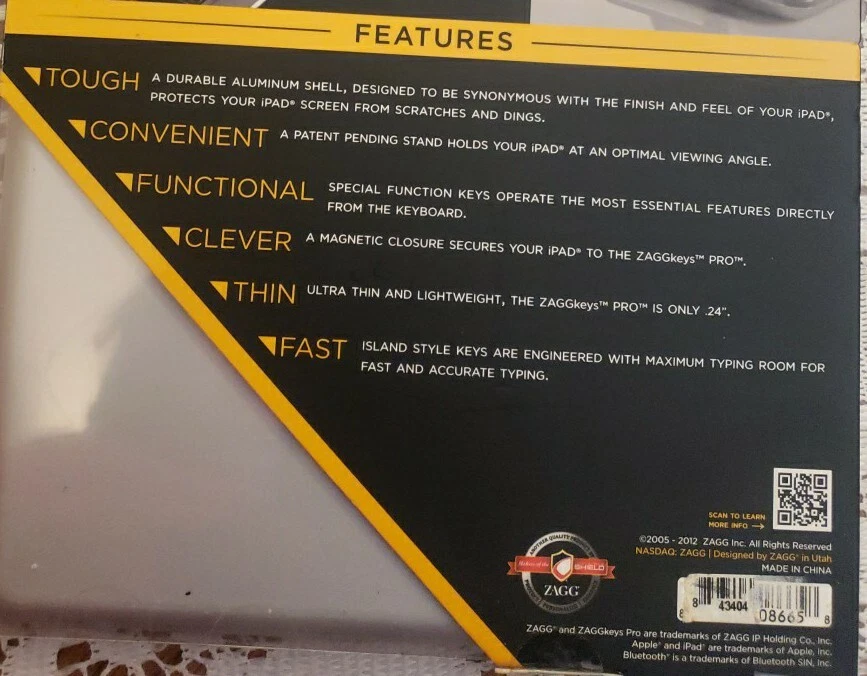 Teclado ZAGG KEYS PRO para IPAD 2-4 GEN-- NUEVO Foto 3 de 4