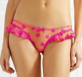 Agent Provocateur sheer pink hearts thong S ruffles GABBY new Valentines ladies