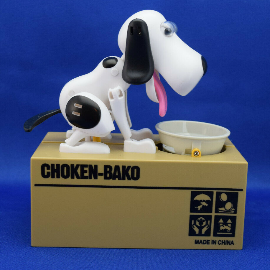 Wekity Hungry Dog Bank Choken-Bako Eats Coins Animated Electric Mechanical  | eBay