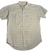Big Mac authentic workwear Plaid Pearl Snap Western Shirt Mens S/S USA Made XL