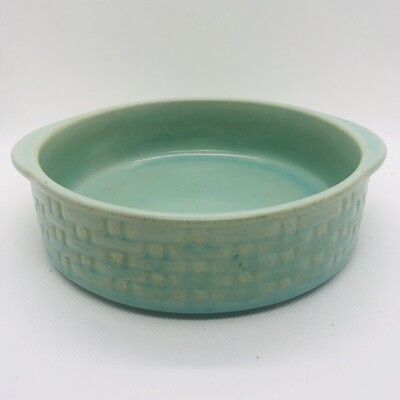 Vtg Weller Pottery Seafoam Celadon Green Pierre Basket Weave Dish