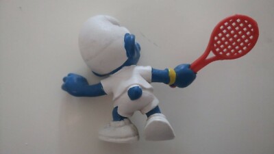 Figurine Schleich - Schtroumpf Au Tennis - Collection Peyo - Figurine De BD En Bon état