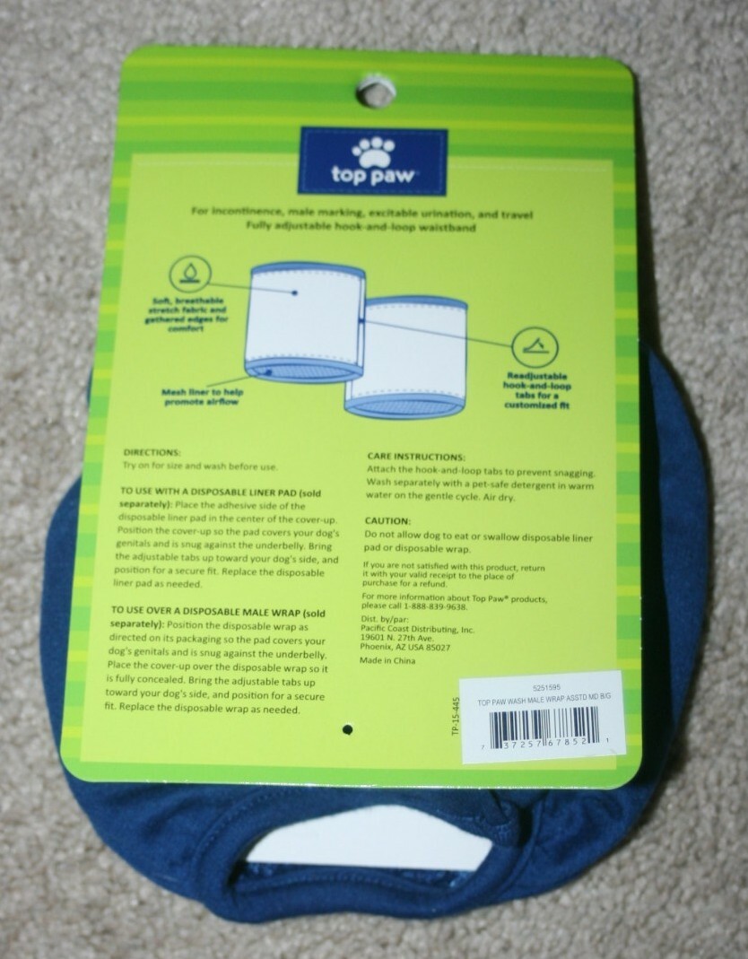 NEW TOP PAW Washable Male Wrap Cover Up Size Medium Navy (1545lbs) eBay