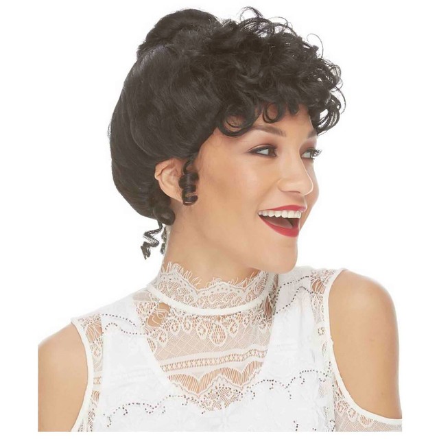Adult Women's Black Gibson Girl Wig Costume Curly Bun Old Fashioned
