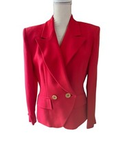Christian Dior Double Breasted Reddish Coral Gold Button Lined Blazer Jacket 8