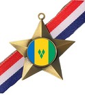Ancienne médaille et ruban étoile dorée personnalisé drapeau Saint Vincent & Grenadines