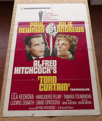 Torn Curtain Movie Poster, Original, Folded, One Sheet, year 1966, Made in USA/D