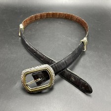 Brighton Reversible Black  Brown Moc Croc Belt Western M/30 Silver  Gold HW