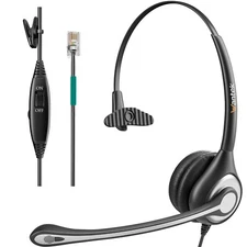 Wantek Corded Telephone Headset Mono w/Noise Canceling Mic for Avaya Aastra Allw