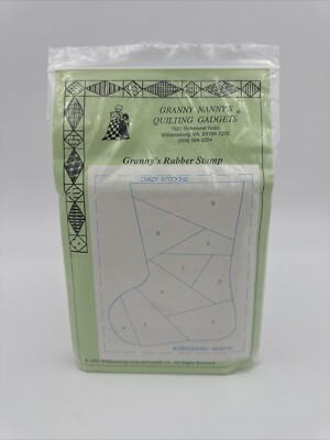 Granny Nanny s Quilting Gadgets Mini Quilt Rubber Stamp 1993 NOS Crazy Stocking