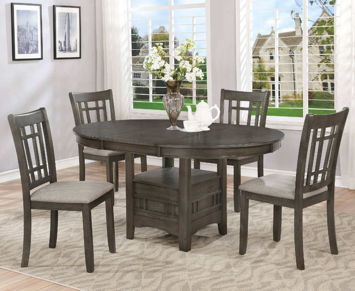 Round Table With To Extendable Dining Table Set New 5PC Modern