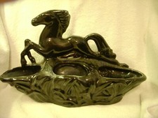 RARE MID CENTURY MODERN TV LAMP HORSE PLANTER BLACK IN WORKING ORDER