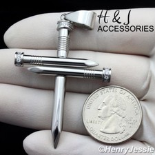 MEN's Stainless Steel Silver CZ Stone Nail Cross Charm Pendant AP104