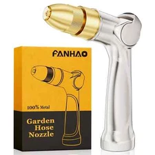 Professional Garden Hose Nozzle Heavy Duty, 100% Metal Thumb Control Water Hose