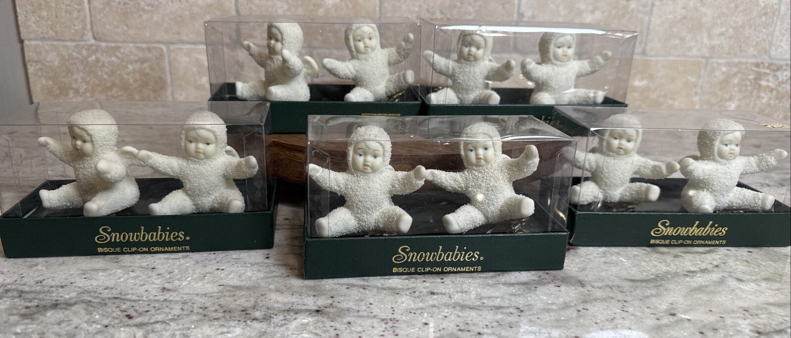 5 Snowbabies Clip-On Porcelain Ornaments Lot of 10 #79766 New in Box