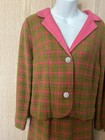 Vintage Brown W/ Pink Plaid Tweed Skirt Suit 60s — photo 2