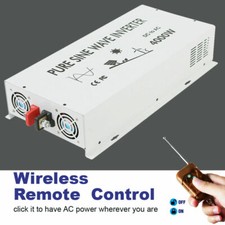 4000W Pure Sine Wave Car Power Inverter 12/24V DC to 120/220V AC Remote Switch