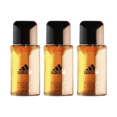 3 x 100 ml Adidas Active Bodies Concentrate Eau de Toilette EDT Set Herrenduft