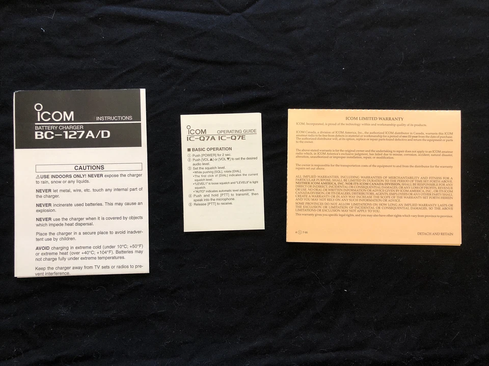 ICOM IC-Q7A IC-Q7E Dual Band FM Transceiver Original Instruction Manual - Image 4 of 4