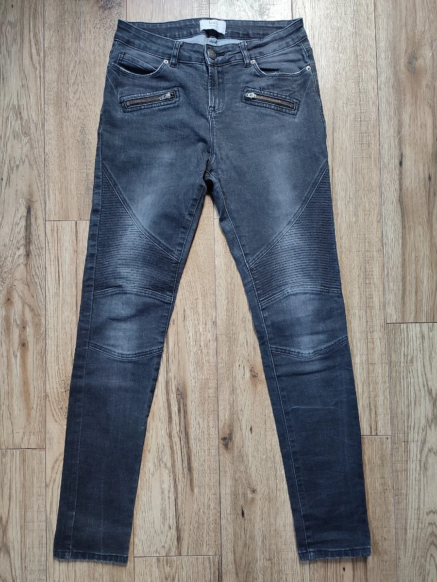 Skinny biker hotsell jeans with zippers