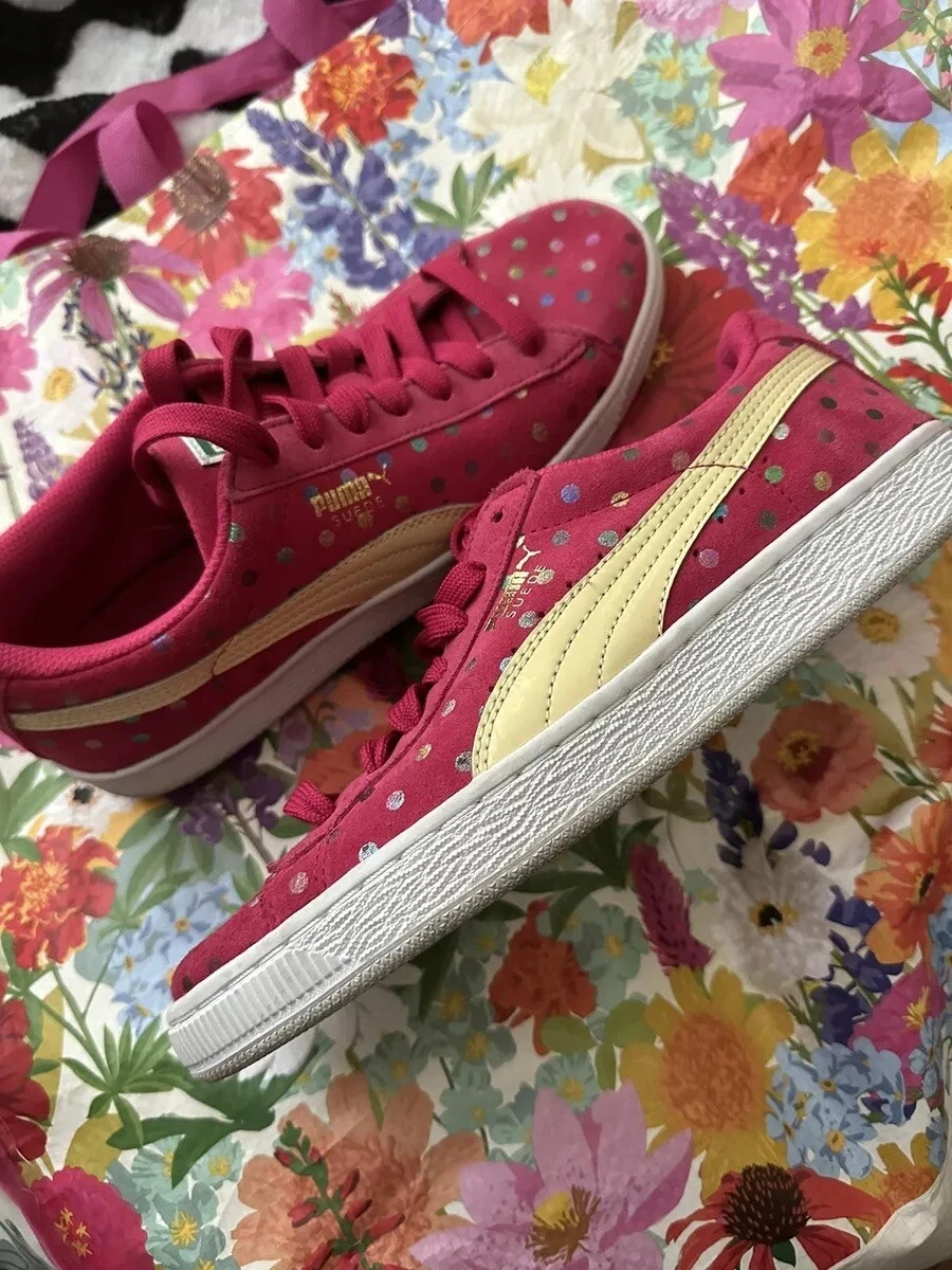 Puma Scamosciato ROSA CON POK A DOTS COLORATI GIOVANI TAGLIA 7