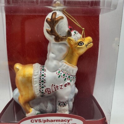 CVS Pharmacy 2010 Exclusive Blitzen Santas Reindeer Hand-Crafted Glass ...