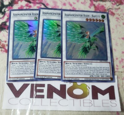 3x (M/NM) Adamancipator Risen - Raptite SESL-EN008 Super Rare 1st Edition YuGiOh