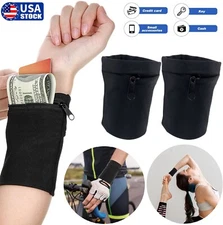 2× Cell Phone Holder Running Wrist Bag Sports Wallet Purses Armband 2 Pocket USA