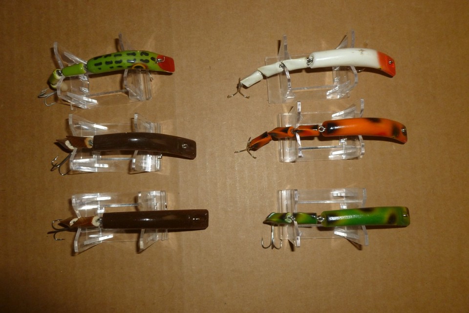 LOT OF BENO & OSTERS EELS TRIPLE JOINTED FISH LURES IN FROG, BROWN